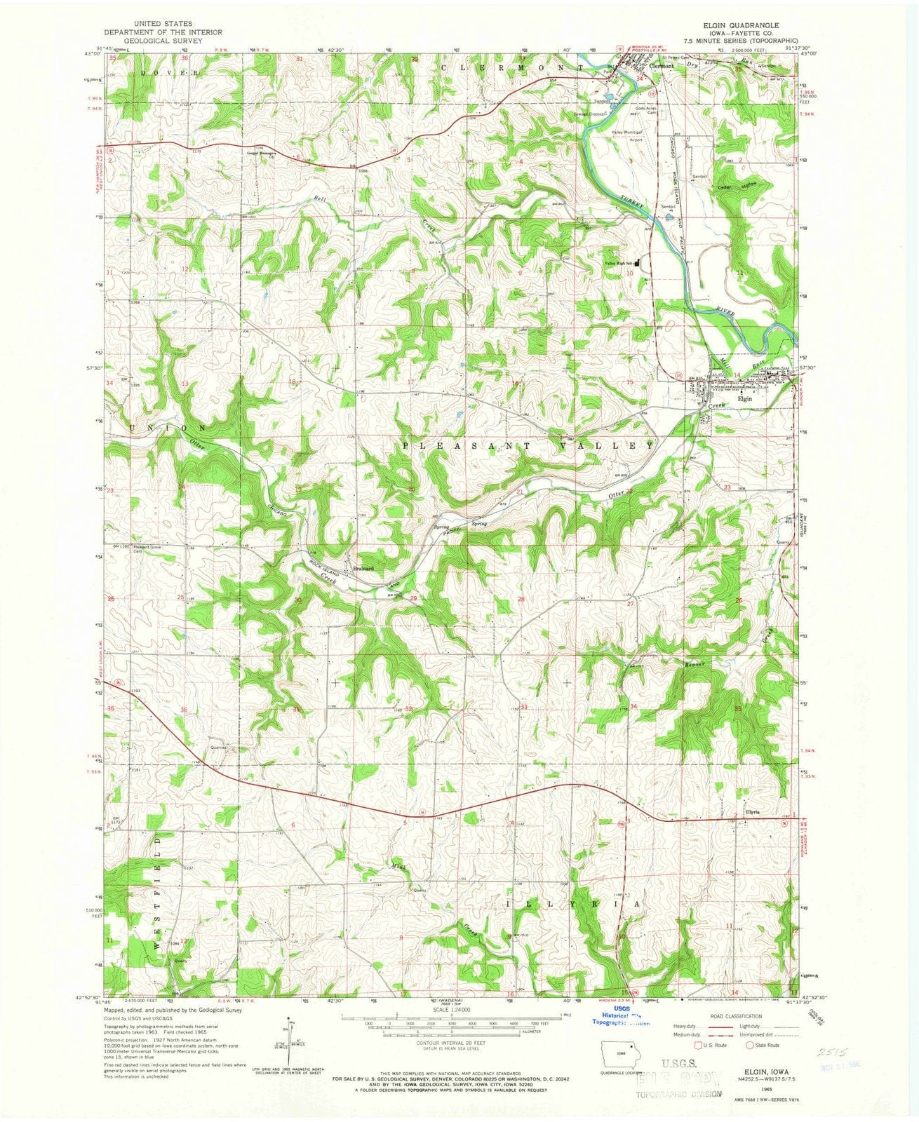 1965 Elgin, IA - Iowa - USGS Topographic Map
