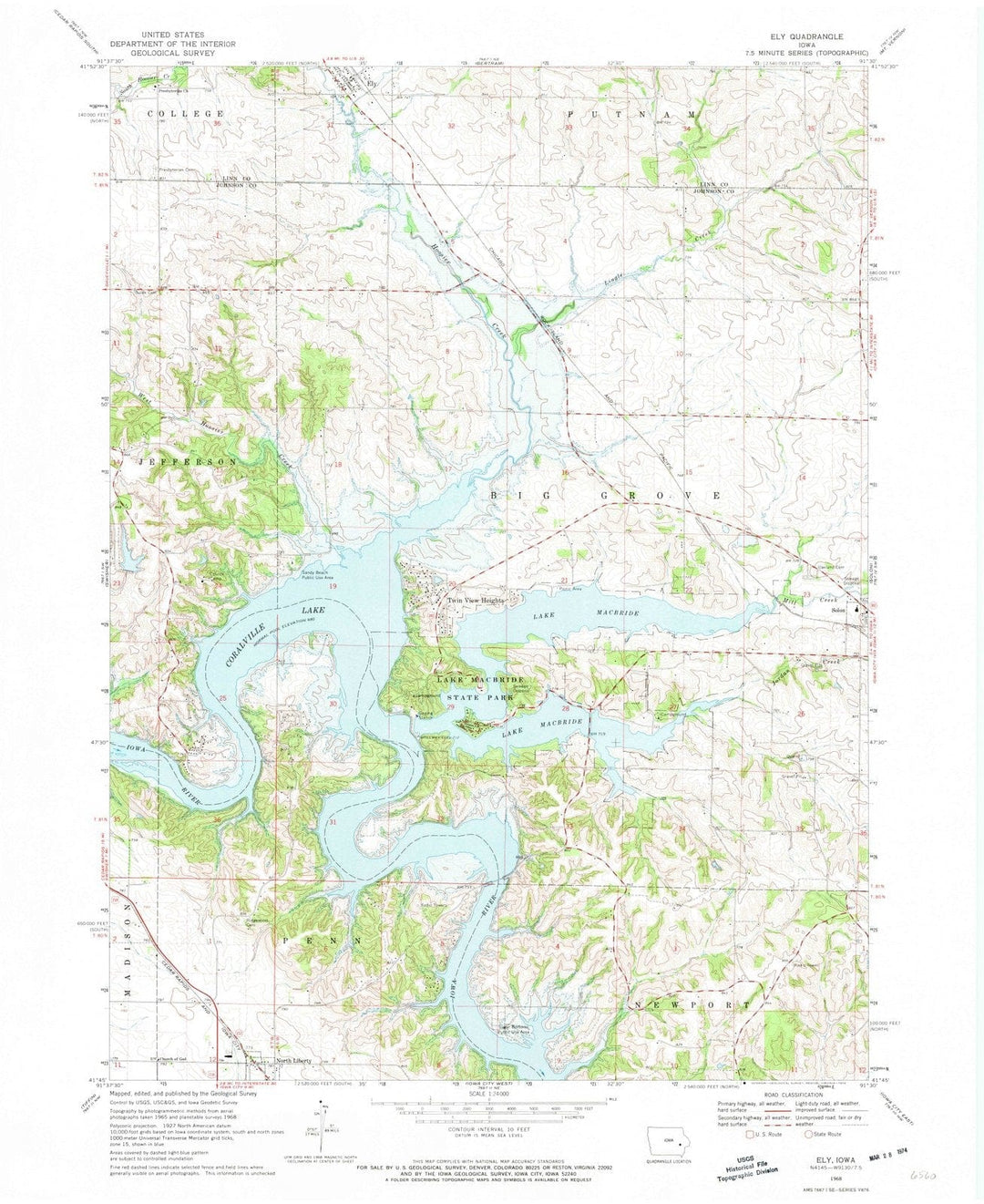 1968 Ely, IA - Iowa - USGS Topographic Map