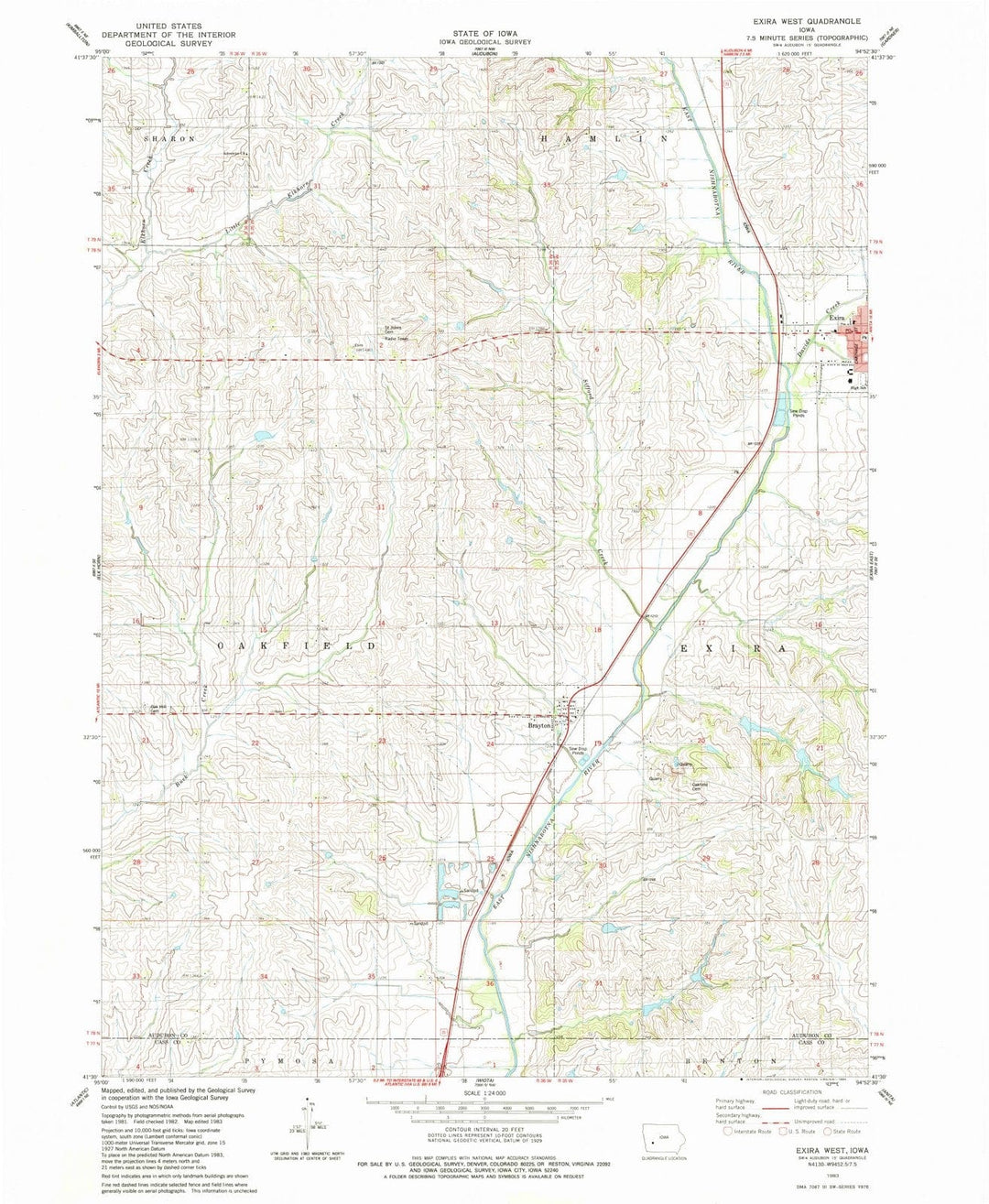 1983 Exira West, IA - Iowa - USGS Topographic Map