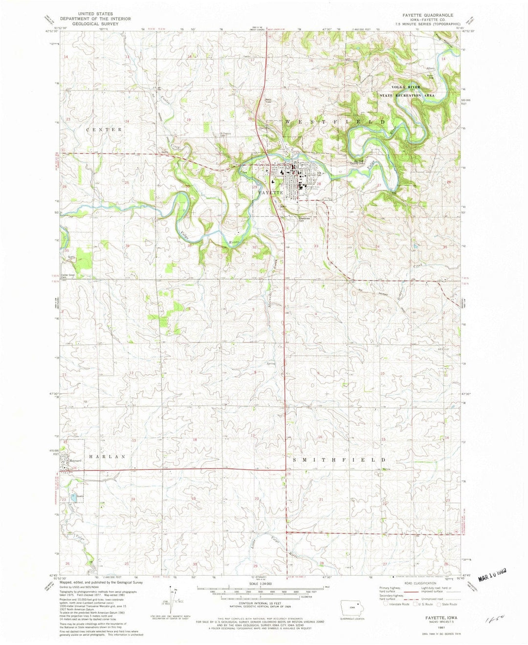 1981 Fayette, IA - Iowa - USGS Topographic Map