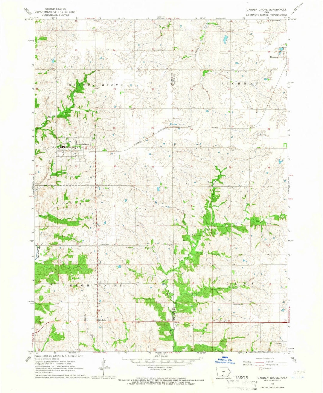 1965 Garden Grove, IA - Iowa - USGS Topographic Map