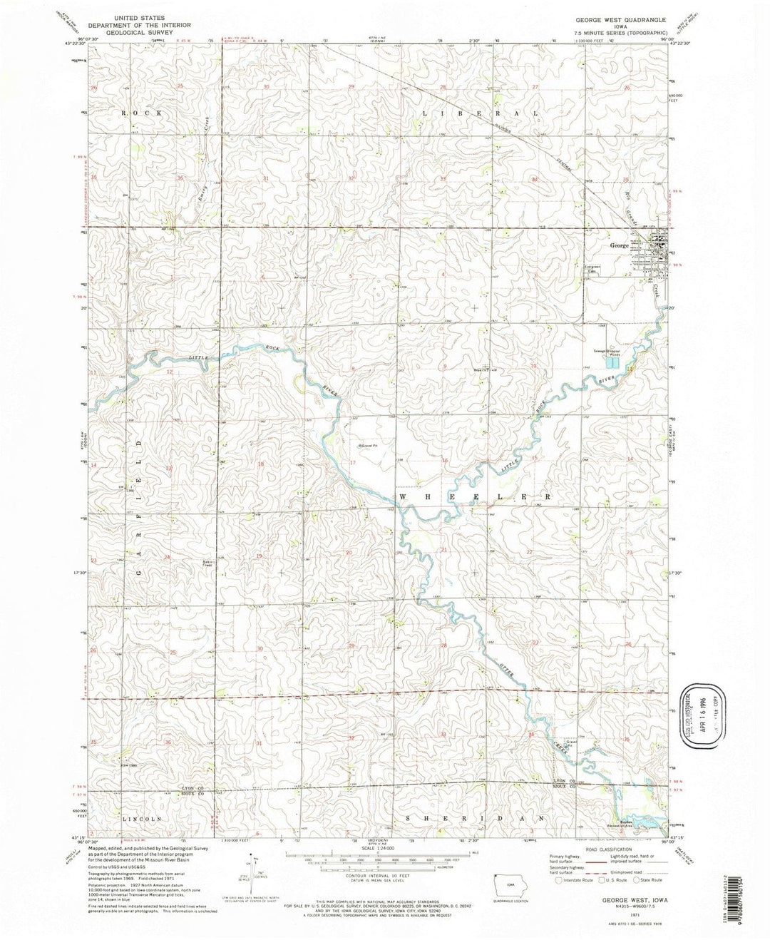 1971 George West, IA - Iowa - USGS Topographic Map