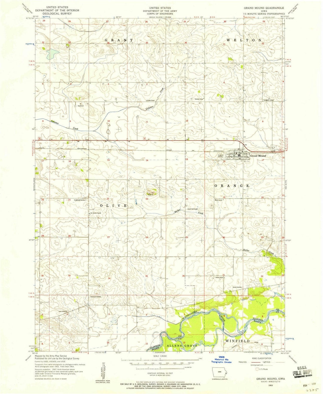 1953 Grand Mound, IA - Iowa - USGS Topographic Map