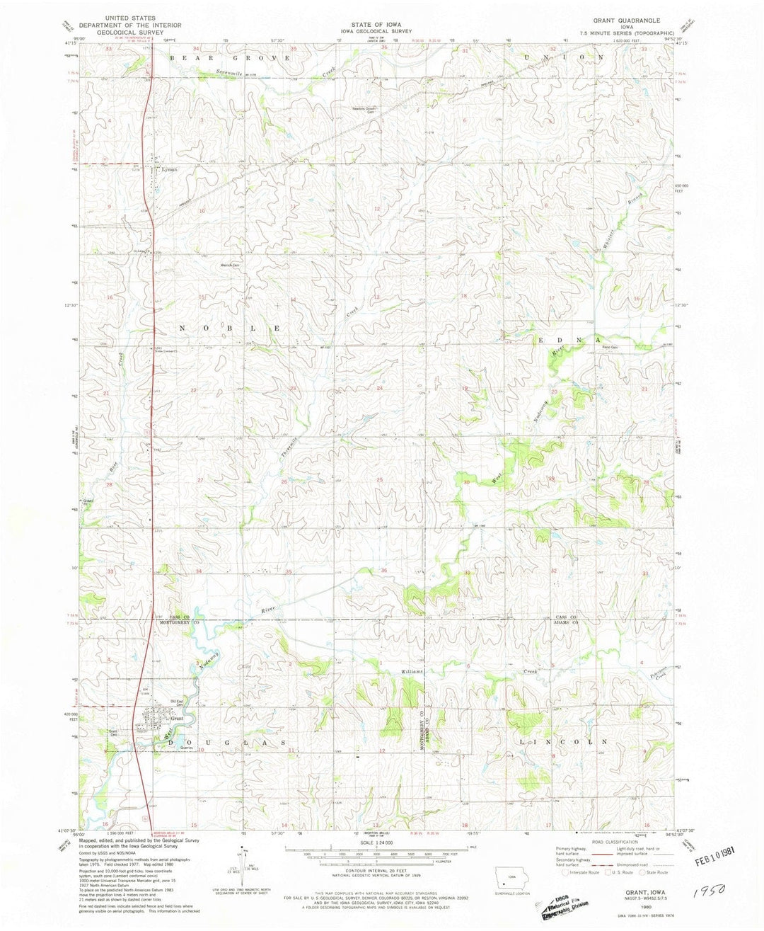 1980 Grant, IA - Iowa - USGS Topographic Map