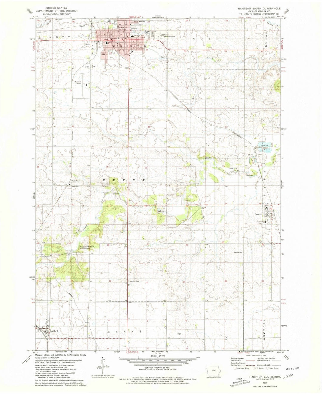 1979 Hampton South, IA - Iowa - USGS Topographic Map