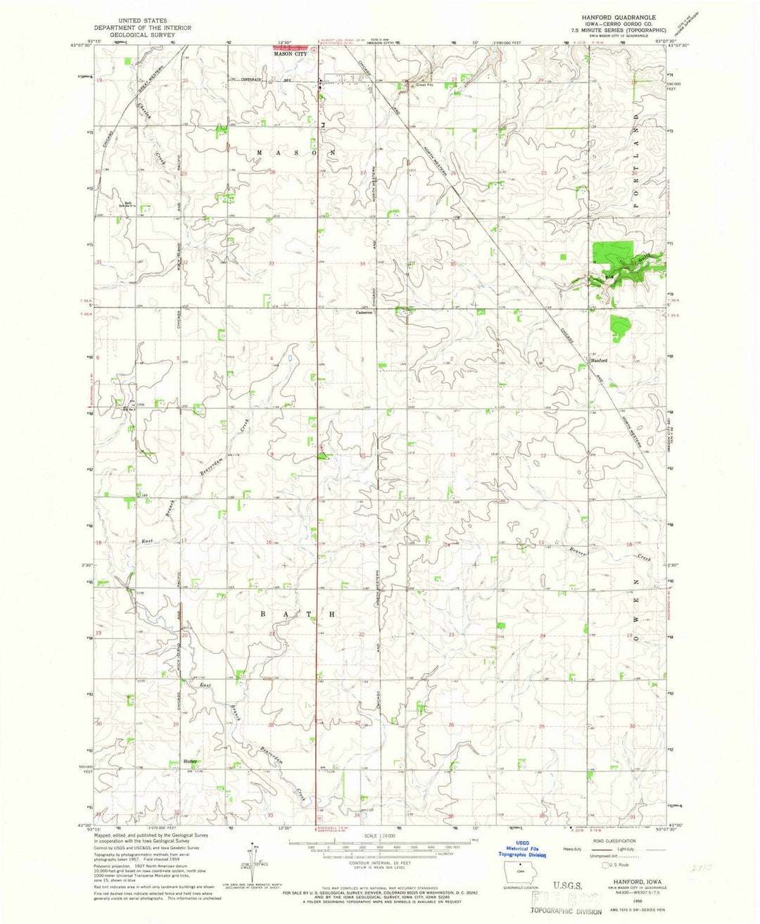 1959 Hanford, IA - Iowa - USGS Topographic Map