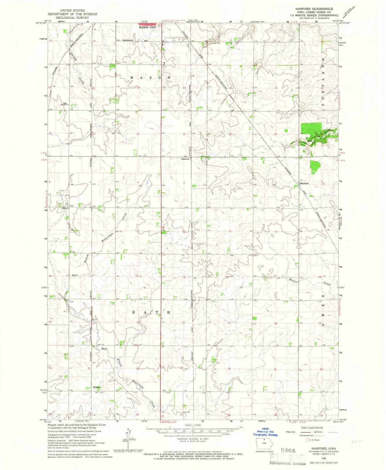 1959 Hanford, IA - Iowa - USGS Topographic Map