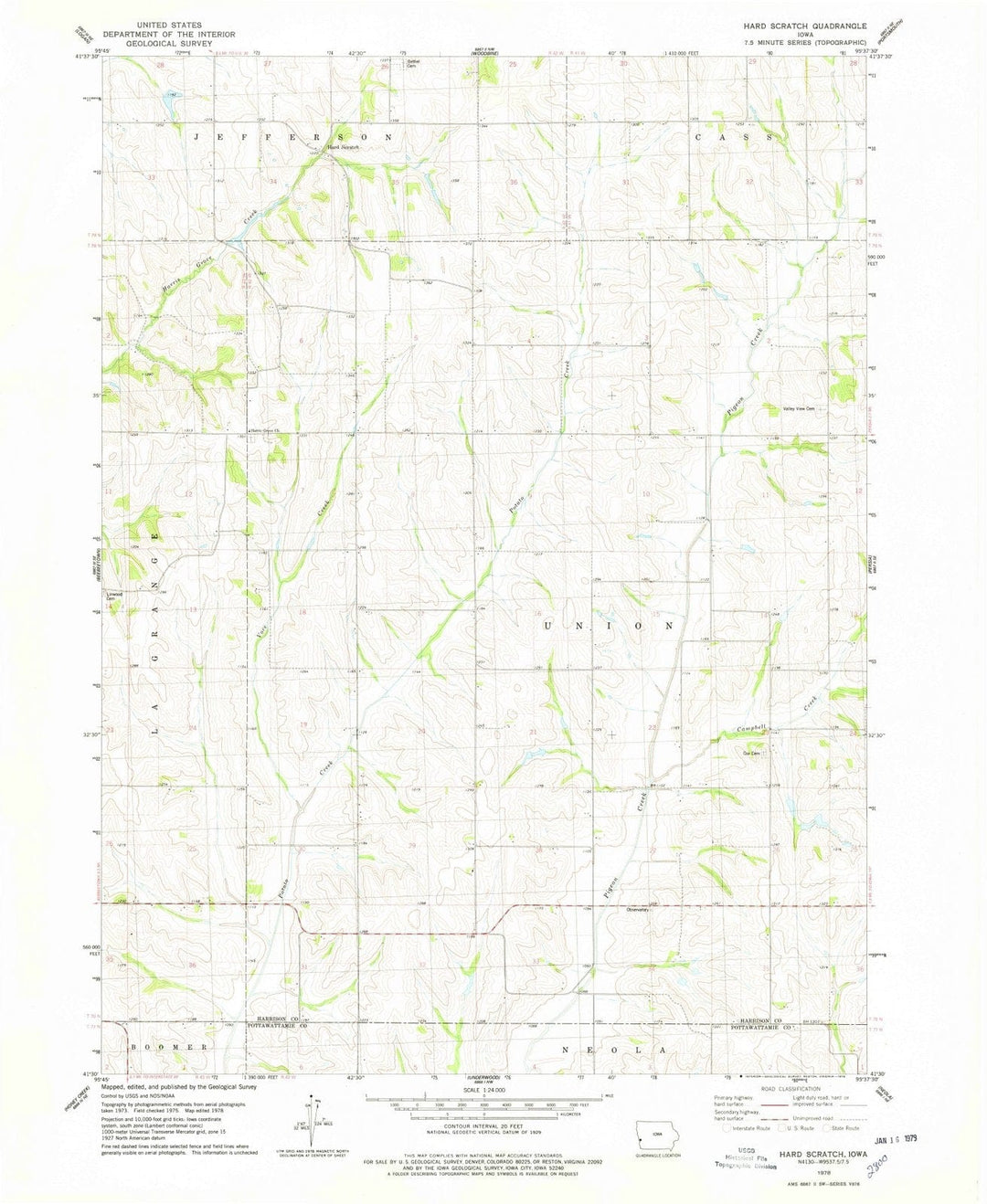 1978 Hard Scratch, IA - Iowa - USGS Topographic Map