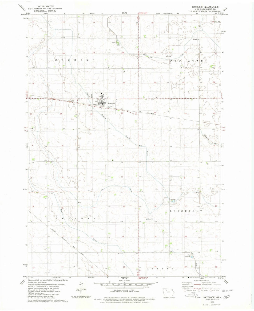1980 Havelock, IA - Iowa - USGS Topographic Map