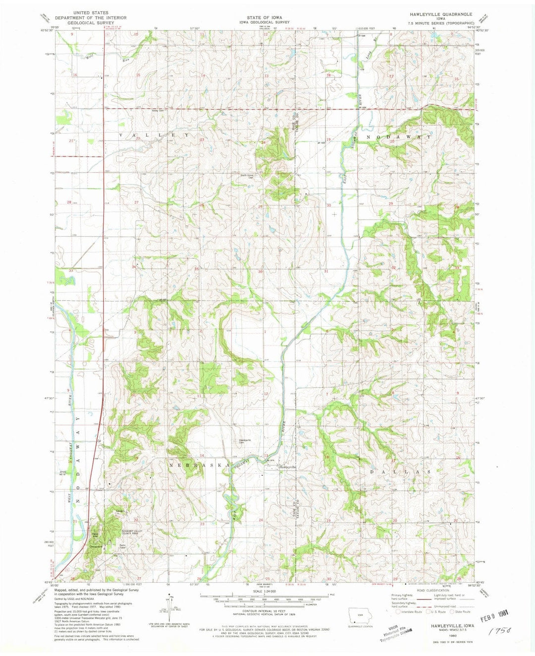 1980 Hawleyville, IA - Iowa - USGS Topographic Map