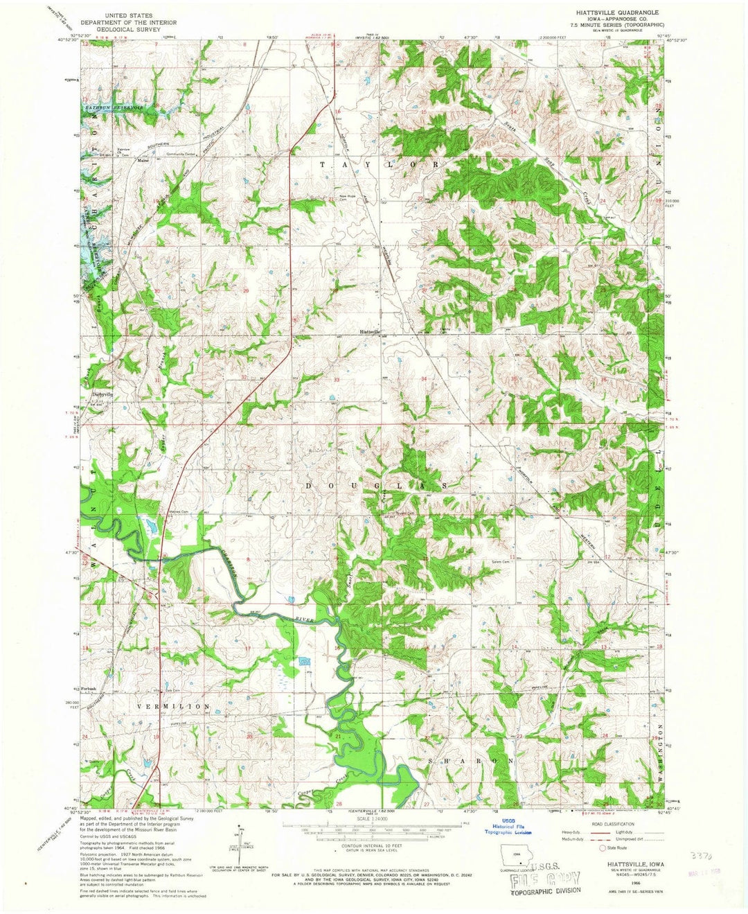 1966 Hiattsville, IA - Iowa - USGS Topographic Map