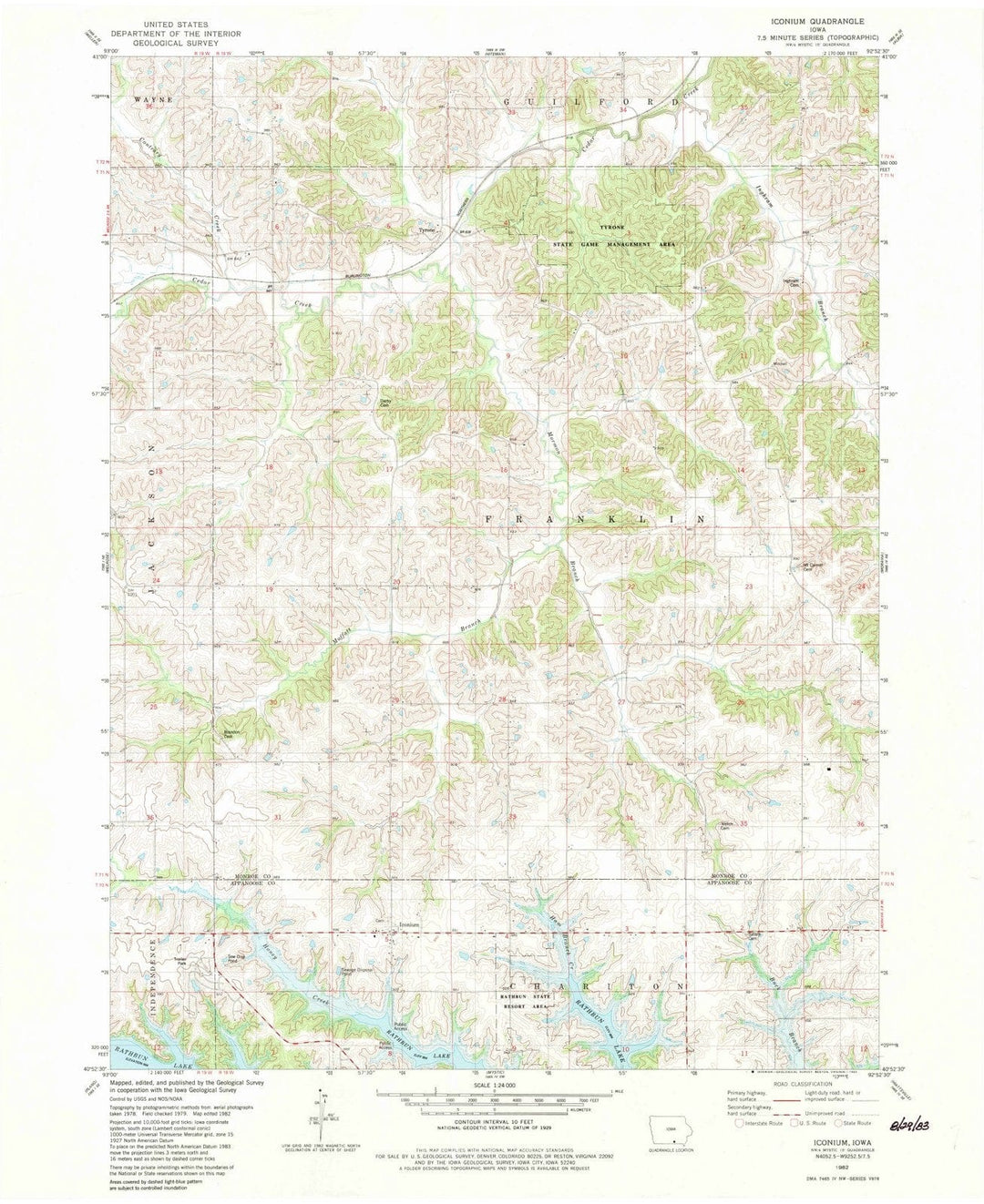 1982 Iconium, IA - Iowa - USGS Topographic Map