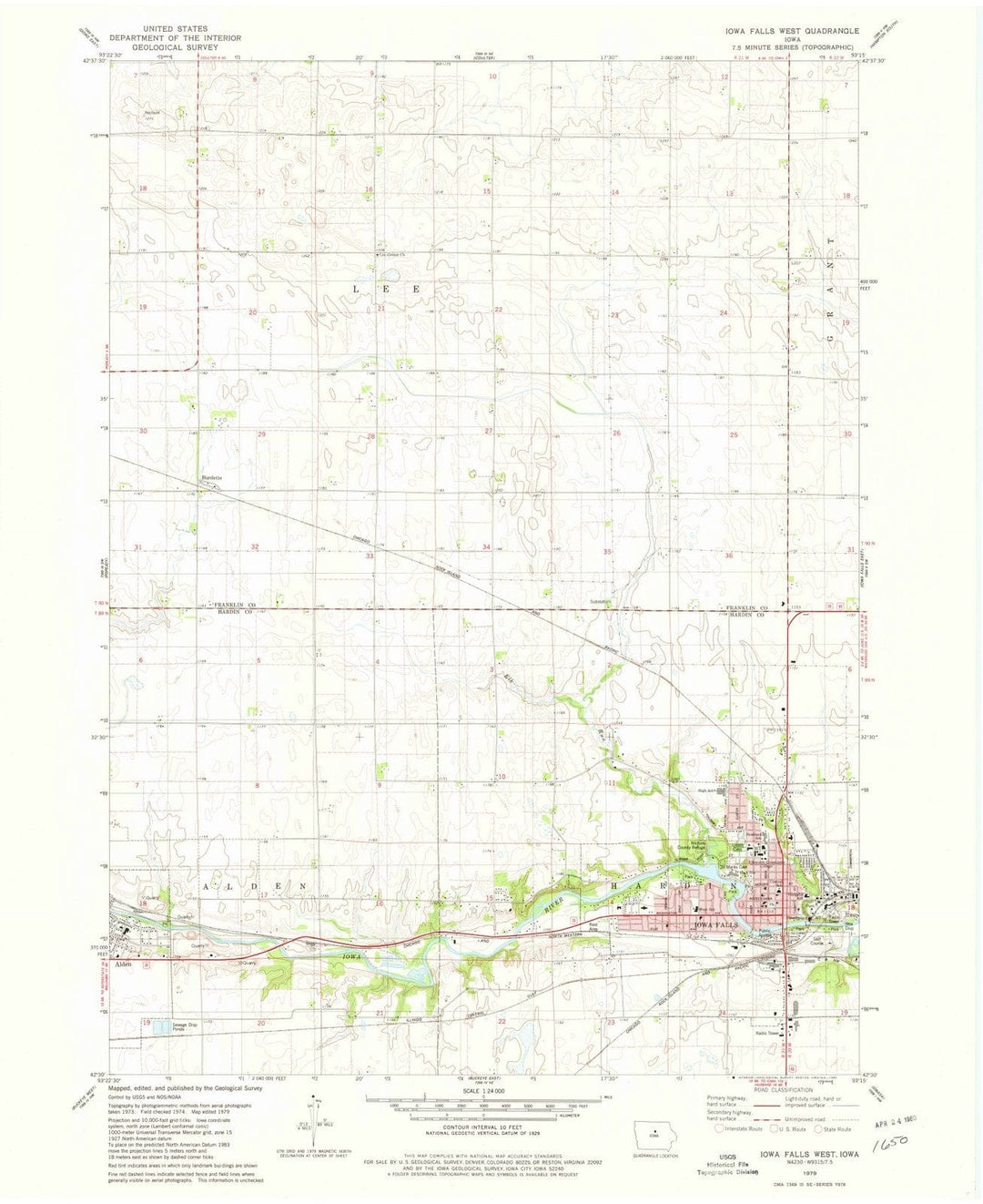 1979 Iowa Falls West, IA - Iowa - USGS Topographic Map