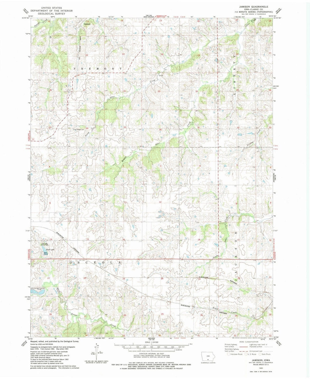 1983 Jamison, IA - Iowa - USGS Topographic Map