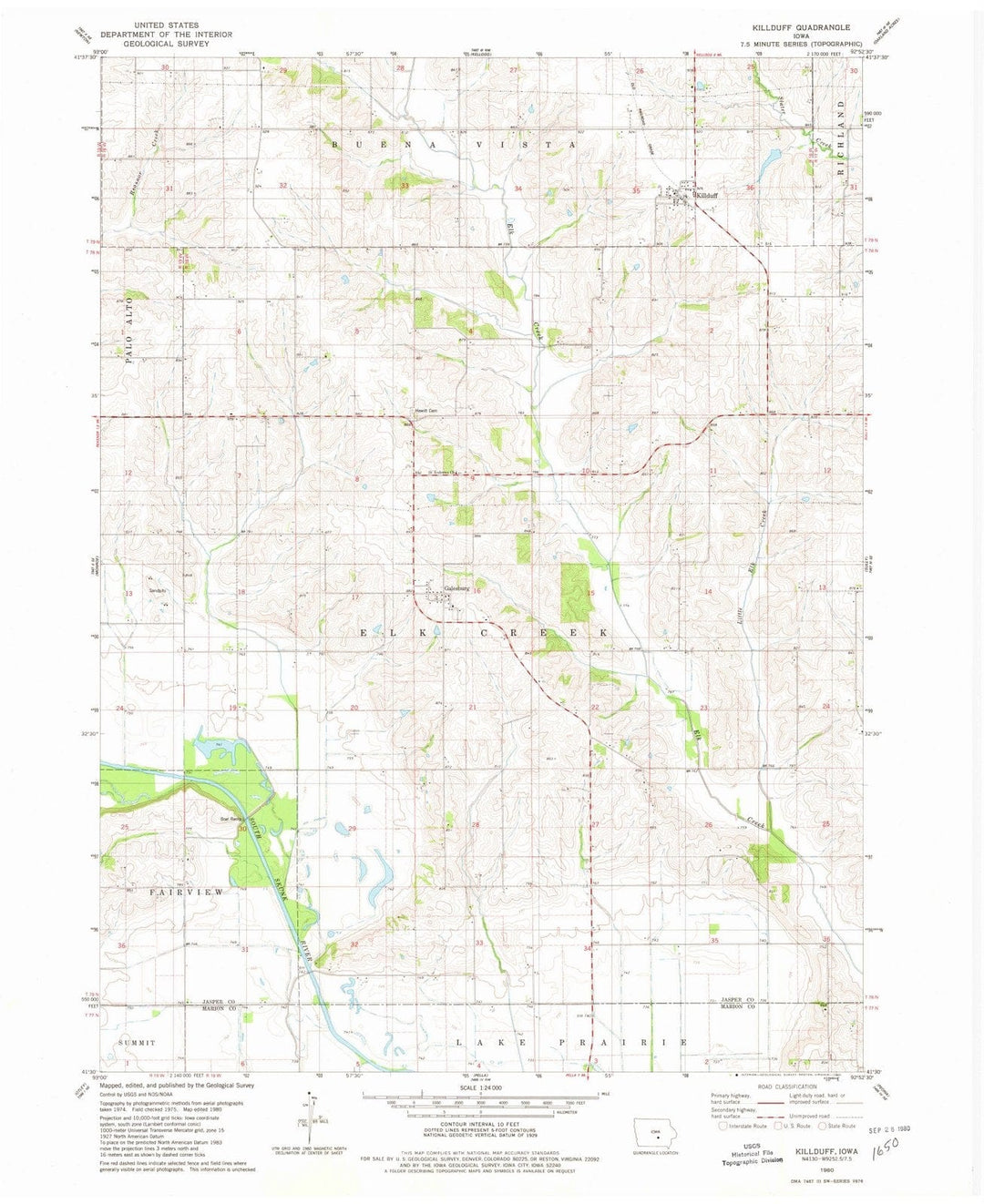 1980 Killduff, IA - Iowa - USGS Topographic Map