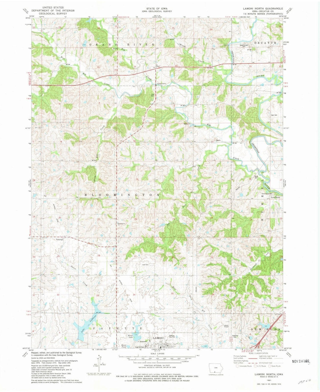 1981 Lamoni North, IA - Iowa - USGS Topographic Map