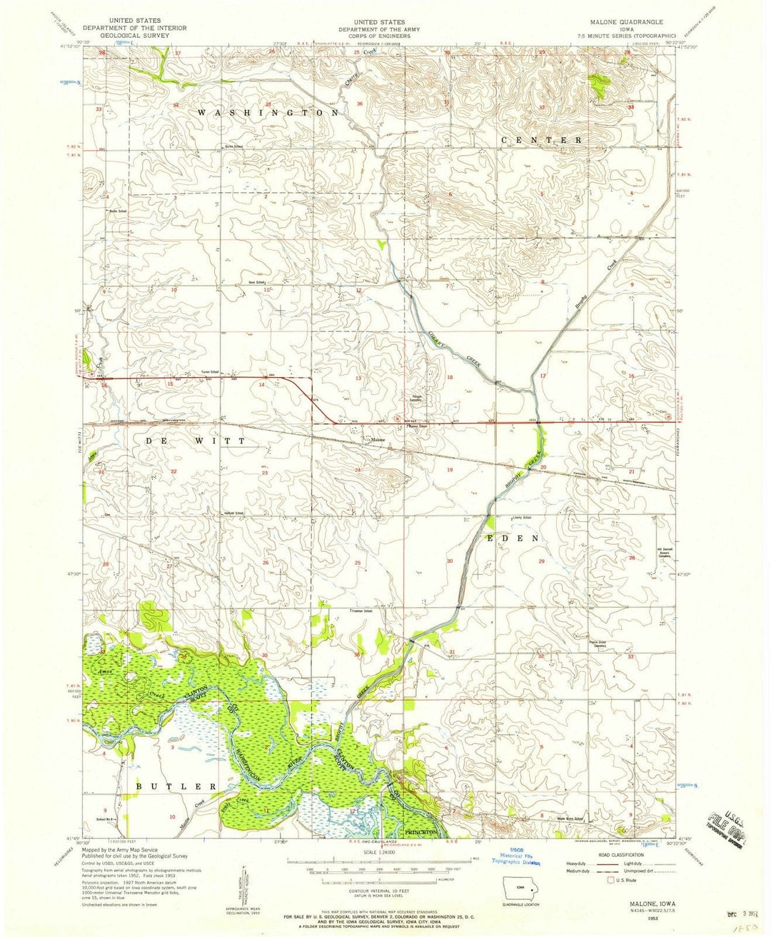 1953 Malone, IA - Iowa - USGS Topographic Map