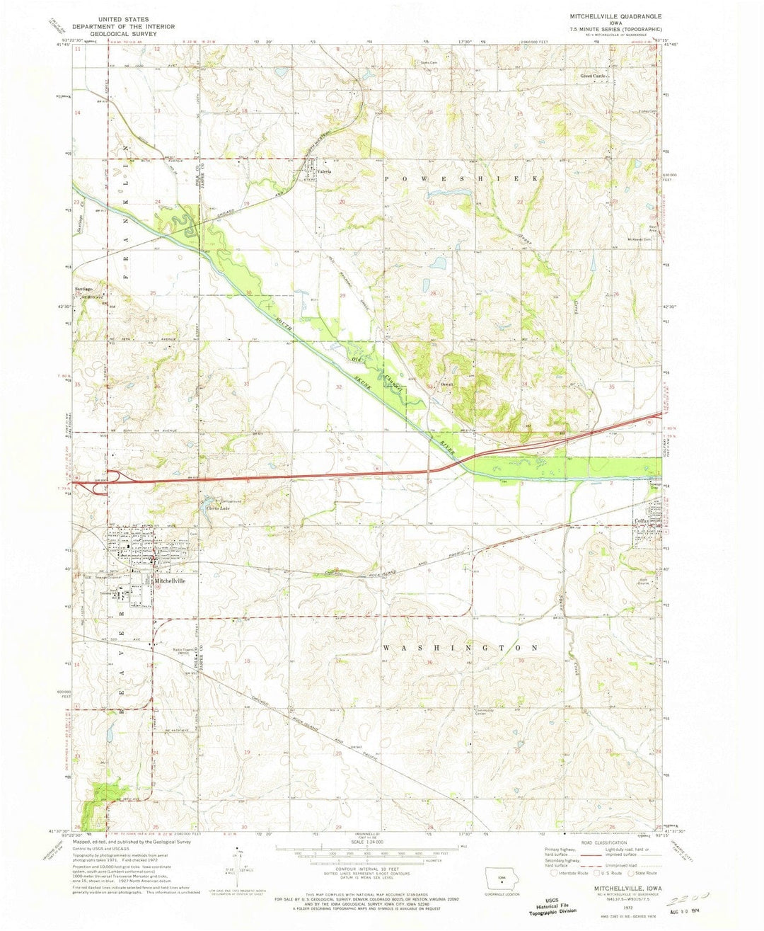 1972 Mitchellville, IA - Iowa - USGS Topographic Map