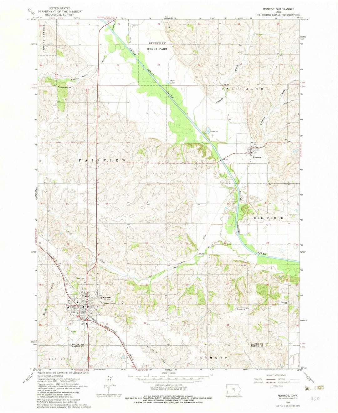 1965 Monroe, IA - Iowa - USGS Topographic Map