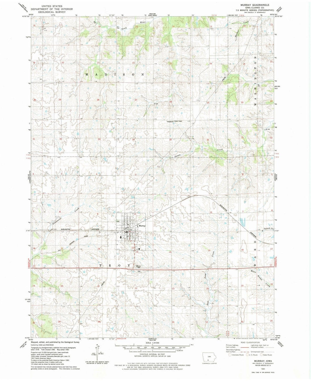 1983 Murray, IA - Iowa - USGS Topographic Map