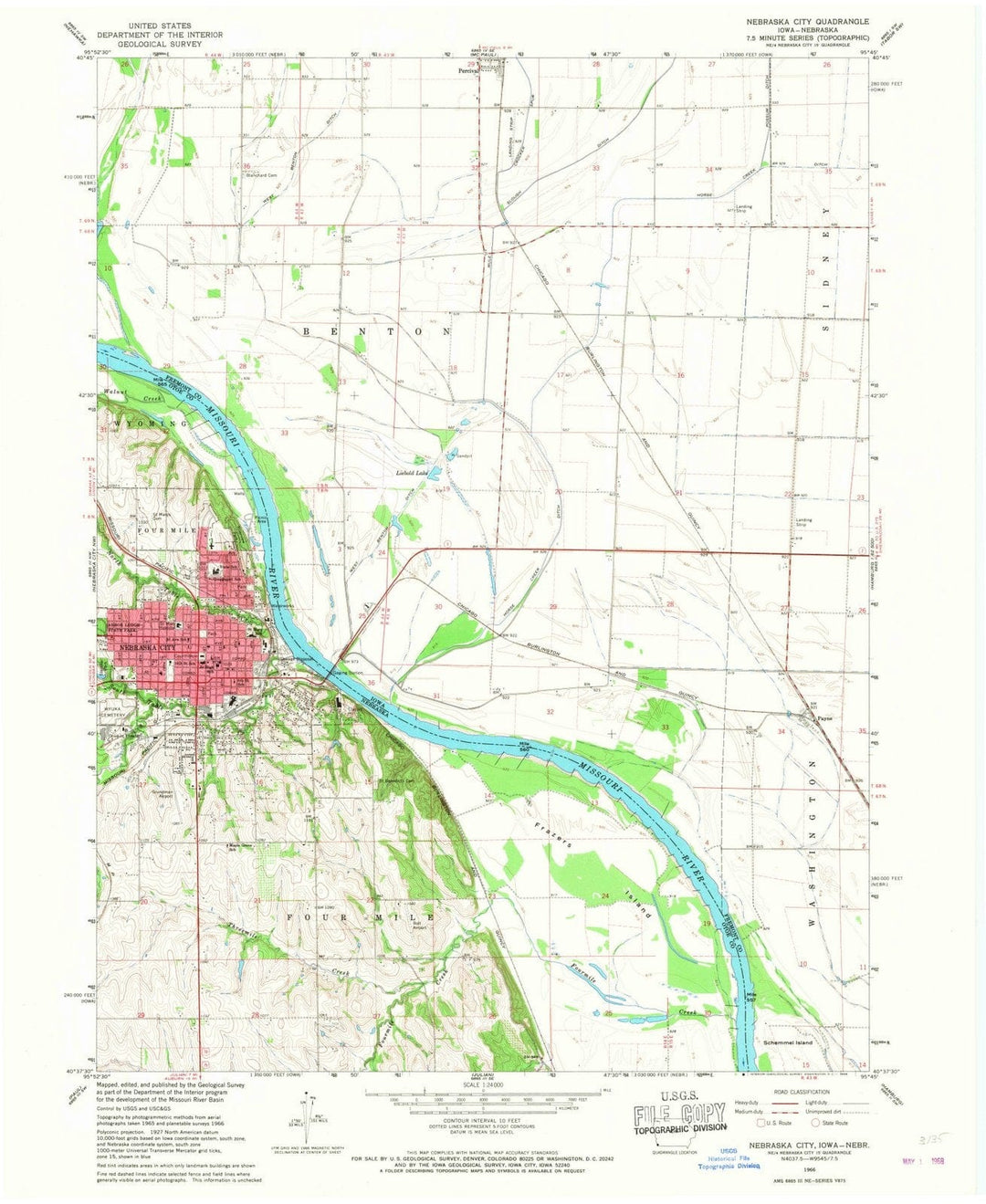 1966 Nebraska City, NE - Nebraska - USGS Topographic Map