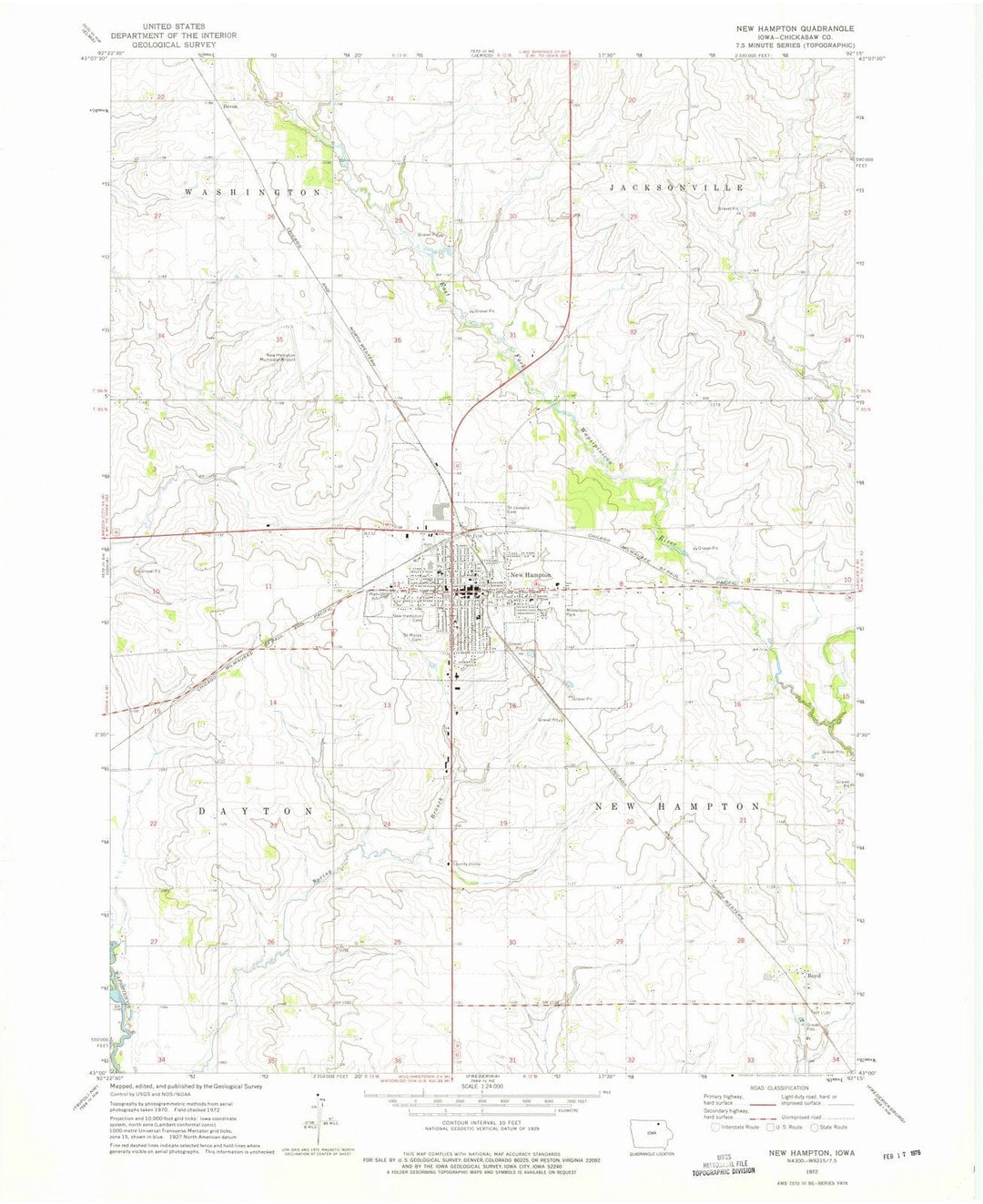 1972 New Hampton, IA - Iowa - USGS Topographic Map