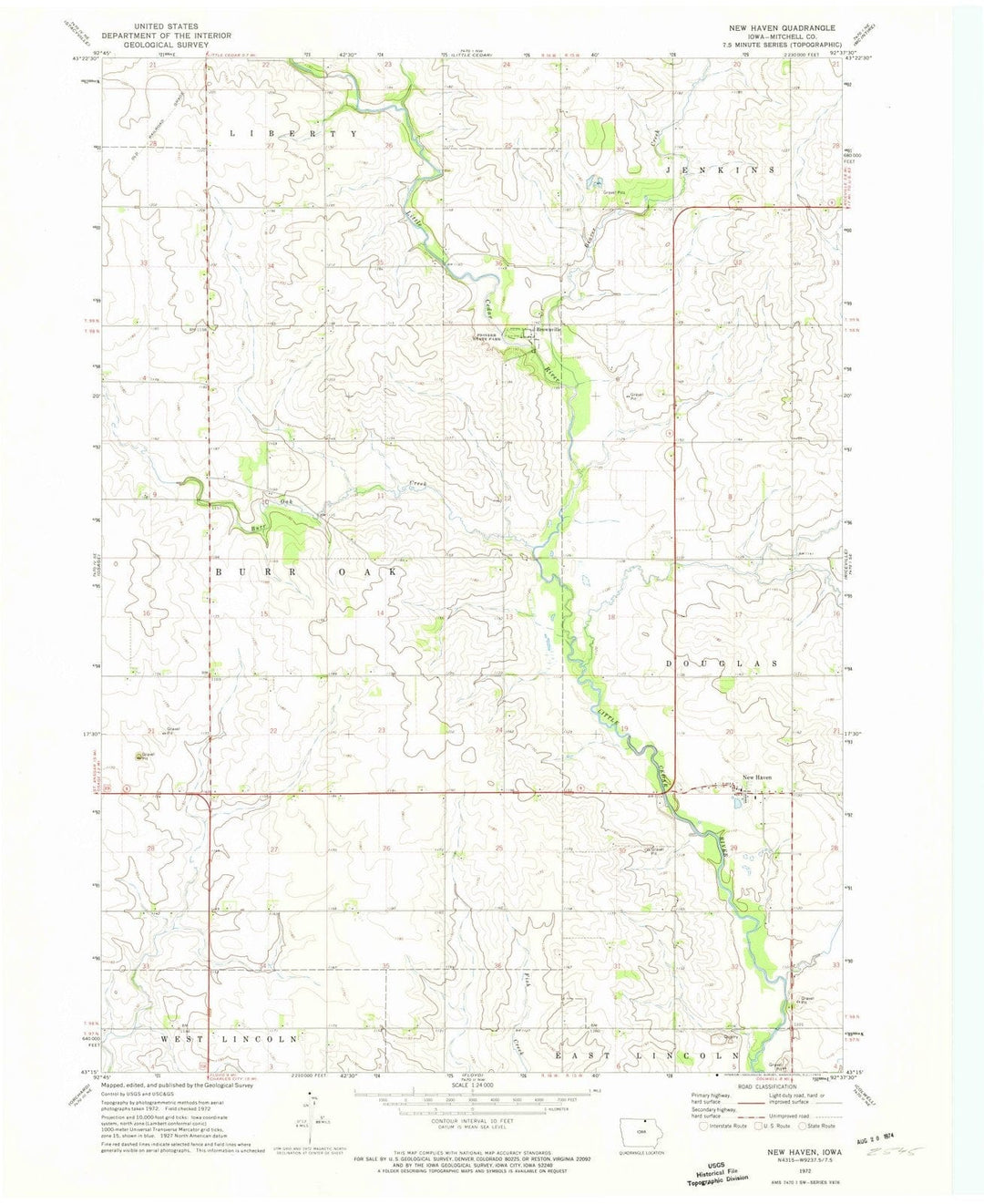 1972 New Haven, IA - Iowa - USGS Topographic Map