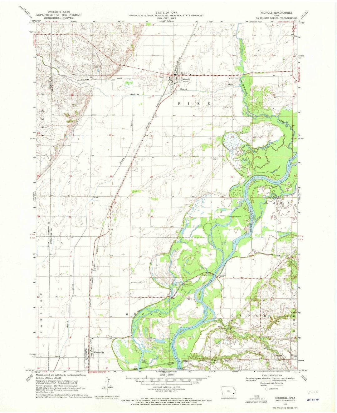 1970 Nichols, IA - Iowa - USGS Topographic Map