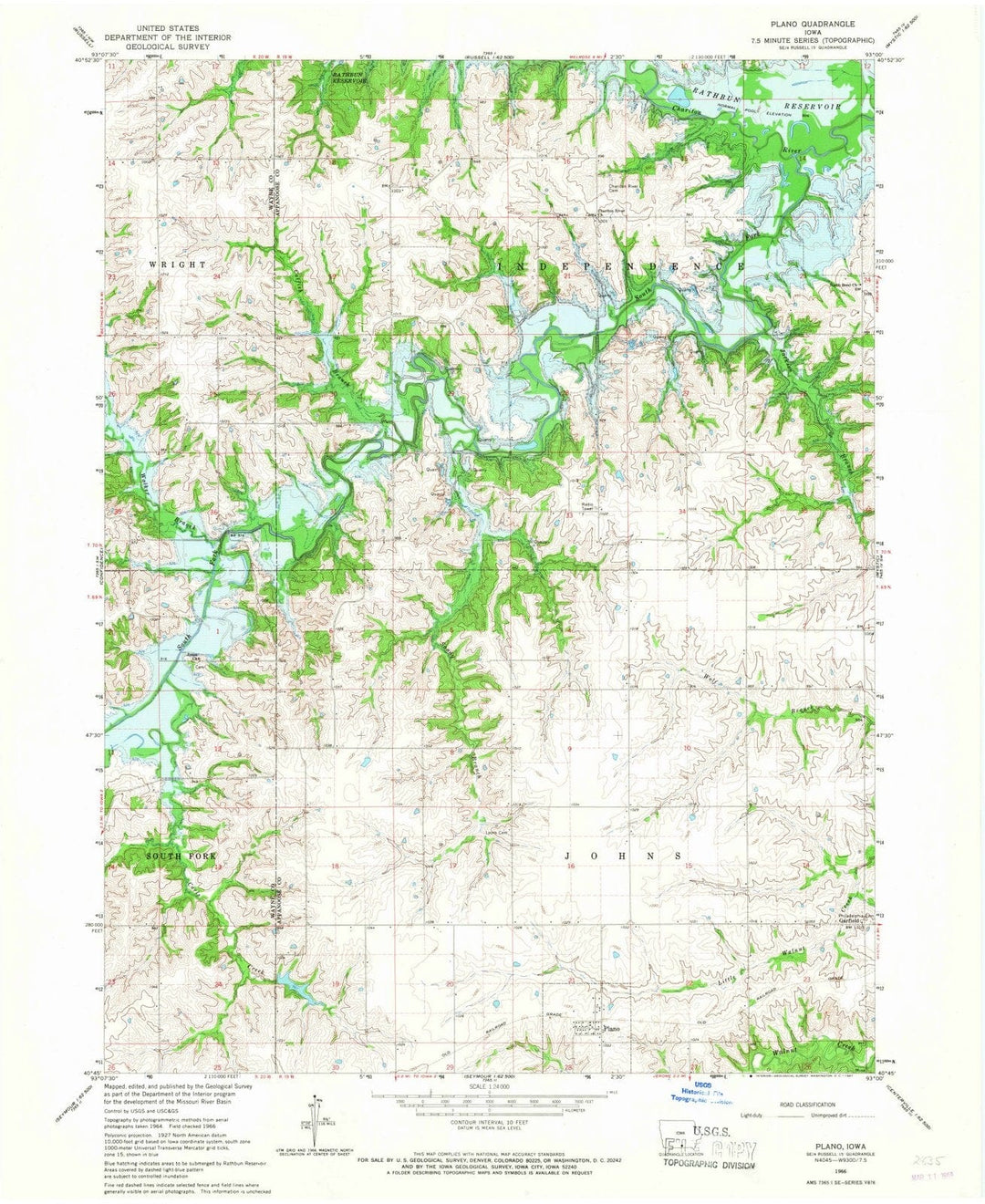 1966 Plano, IA - Iowa - USGS Topographic Map