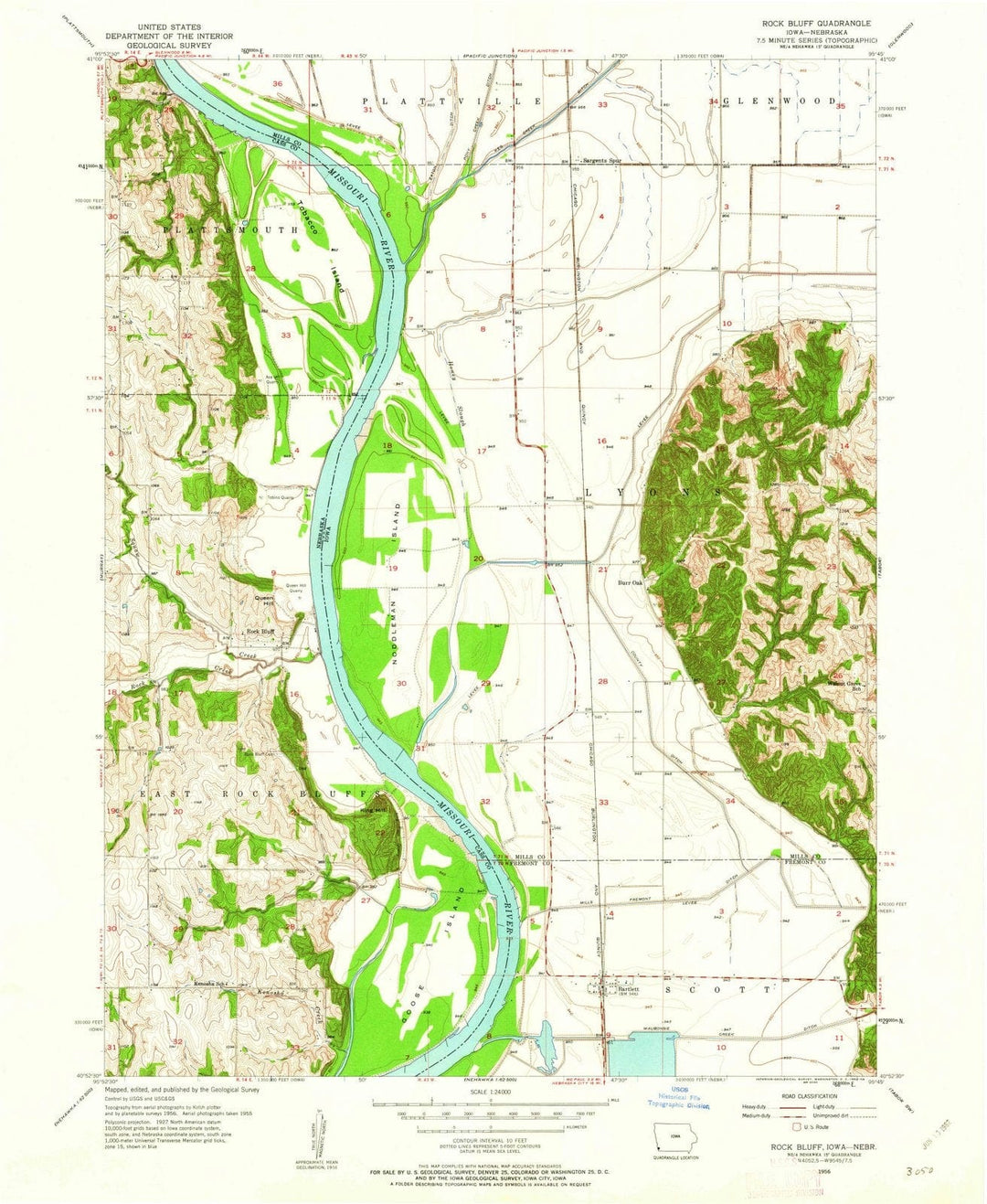 1956 Rock Bluff, NE - Nebraska - USGS Topographic Map