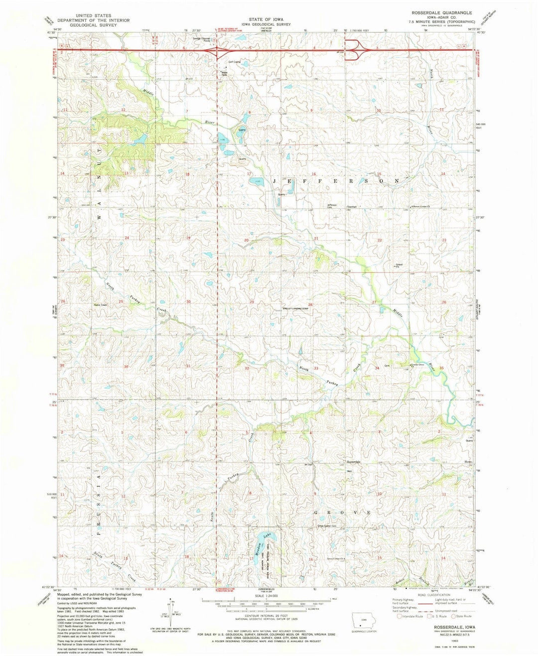 1983 Rosserdale, IA - Iowa - USGS Topographic Map