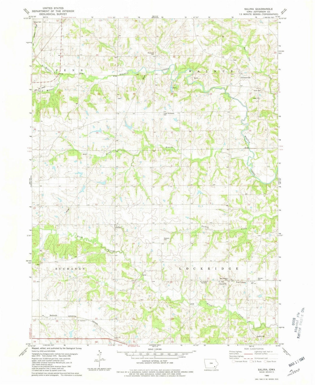 1980 Salina, IA - Iowa - USGS Topographic Map