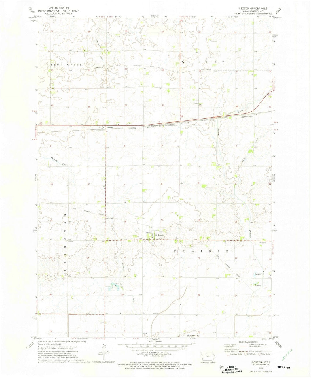 1972 Sexton, IA - Iowa - USGS Topographic Map