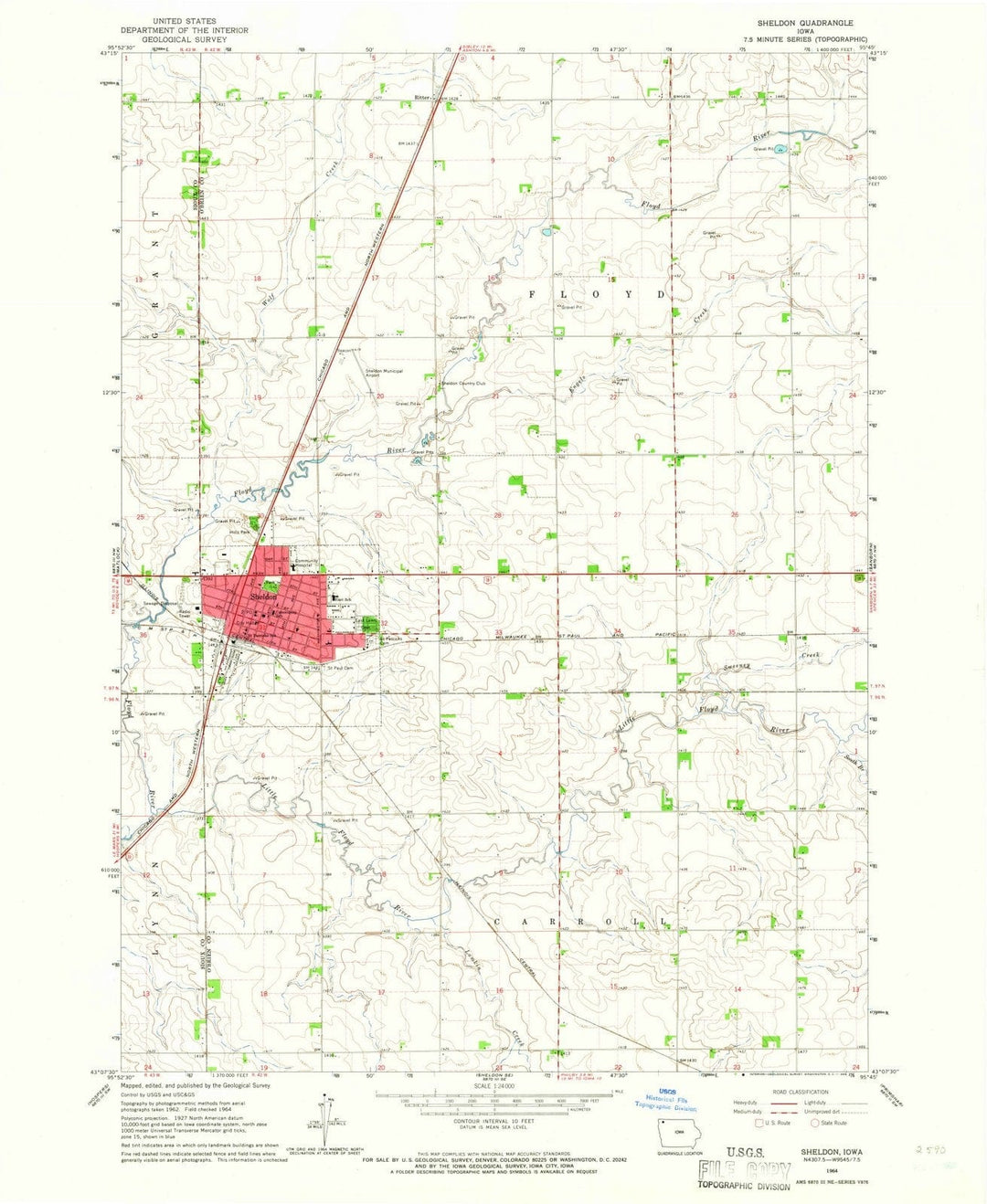 1964 Sheldon, IA - Iowa - USGS Topographic Map