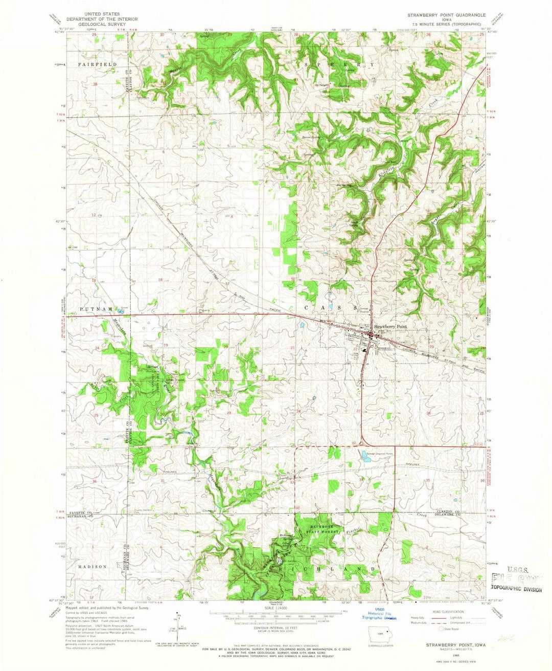 1965 Strawberry Point, IA - Iowa - USGS Topographic Map