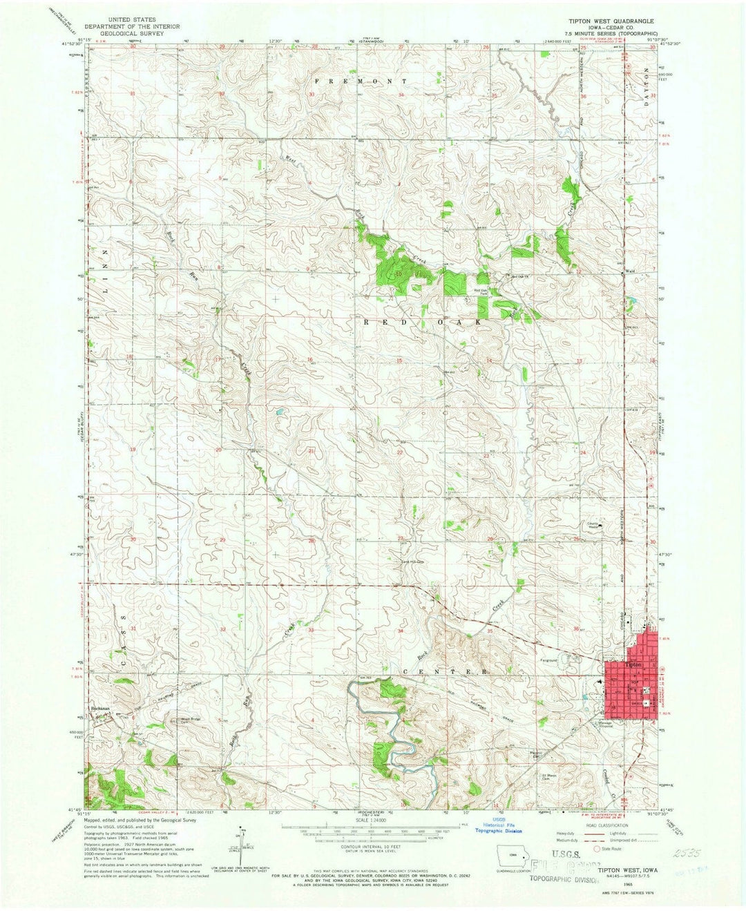 1965 Tipton West, IA - Iowa - USGS Topographic Map