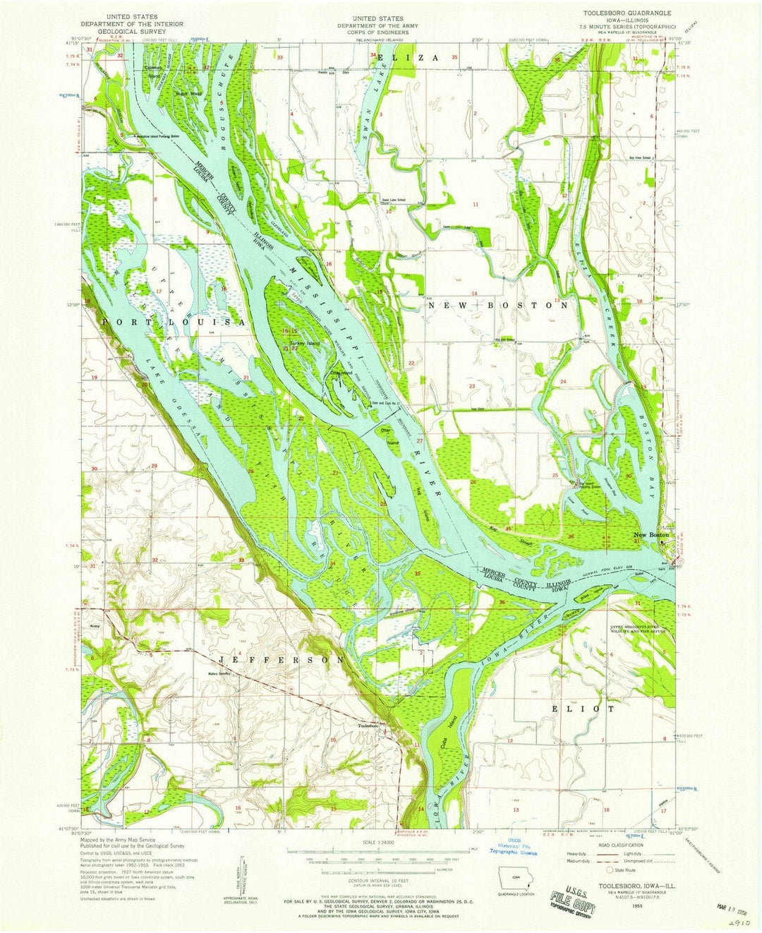 1953 Toolesboro, IA - Iowa - USGS Topographic Map