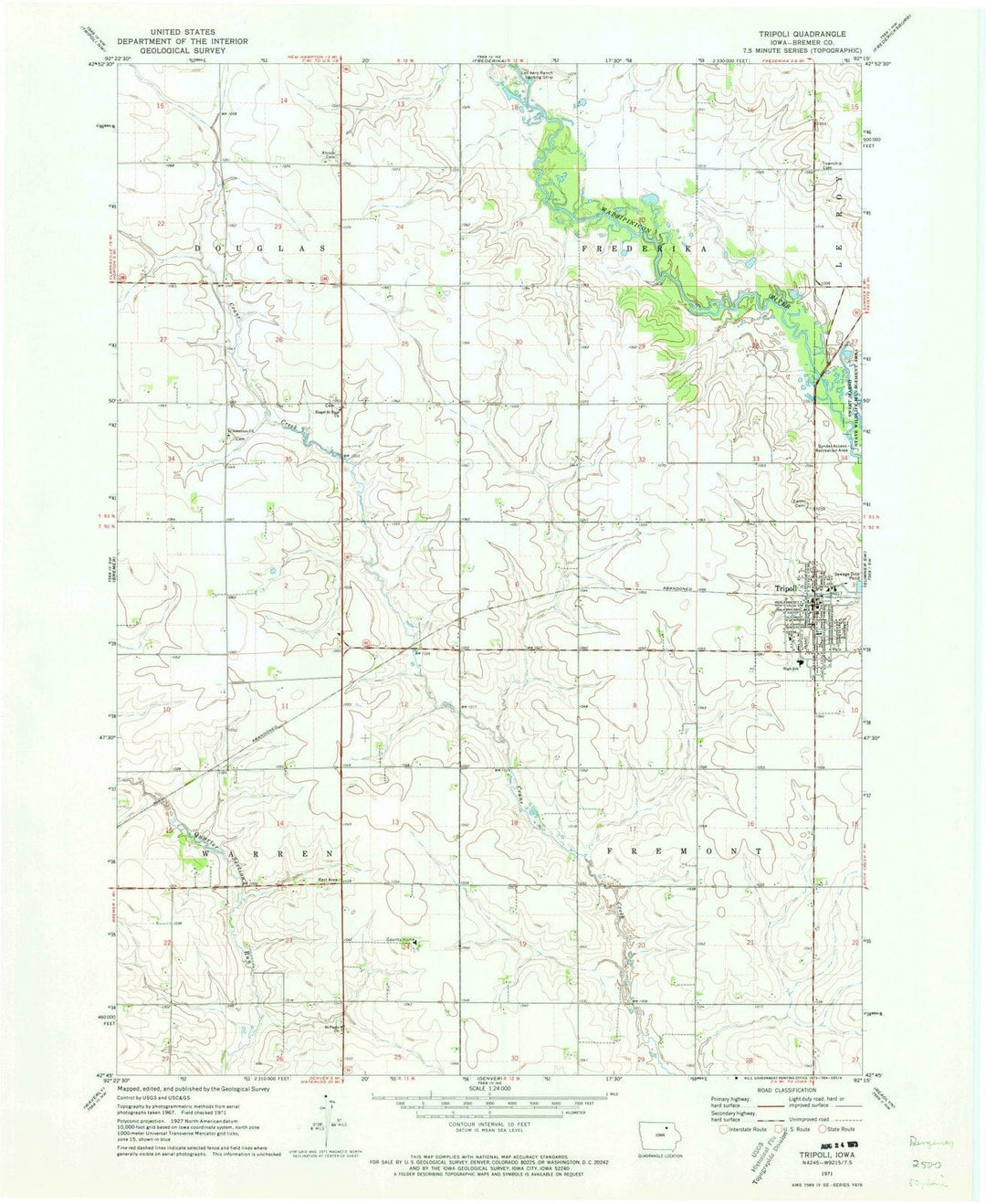 1971 Tripoli, IA - Iowa - USGS Topographic Map