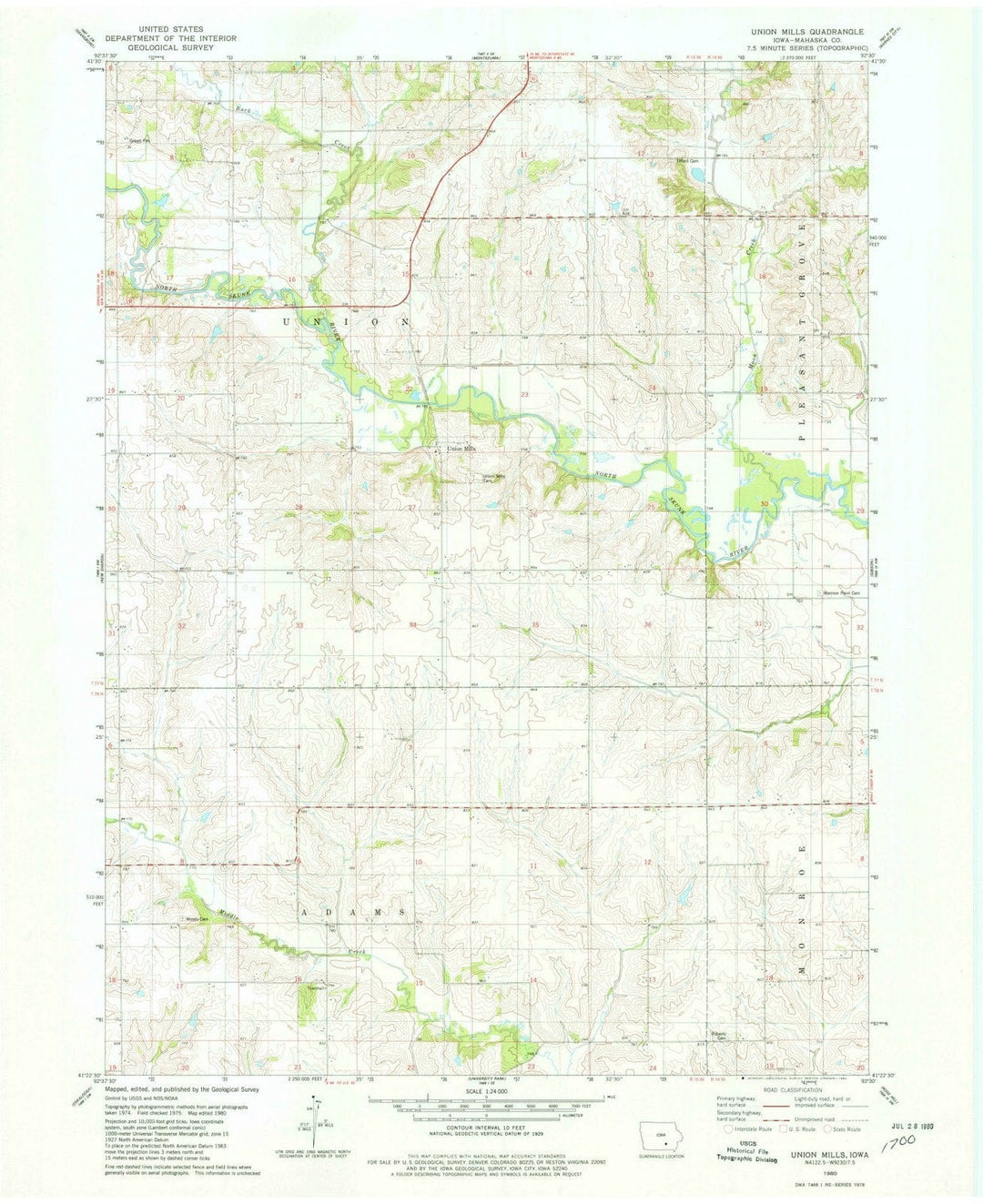 1980 Union Mills, IA - Iowa - USGS Topographic Map