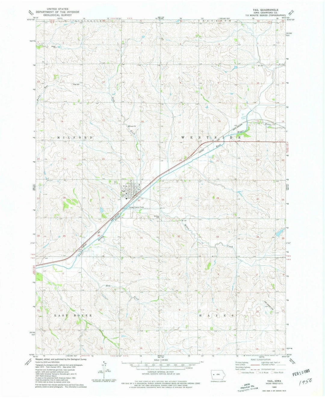 1980 Vail, IA - Iowa - USGS Topographic Map