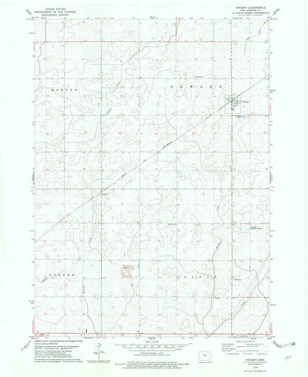 1979 Vincent, IA - Iowa - USGS Topographic Map