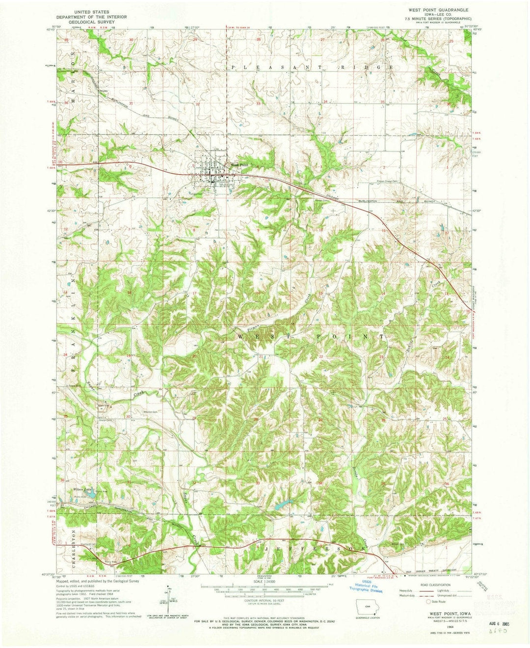 1964 West Point, IA - Iowa - USGS Topographic Map