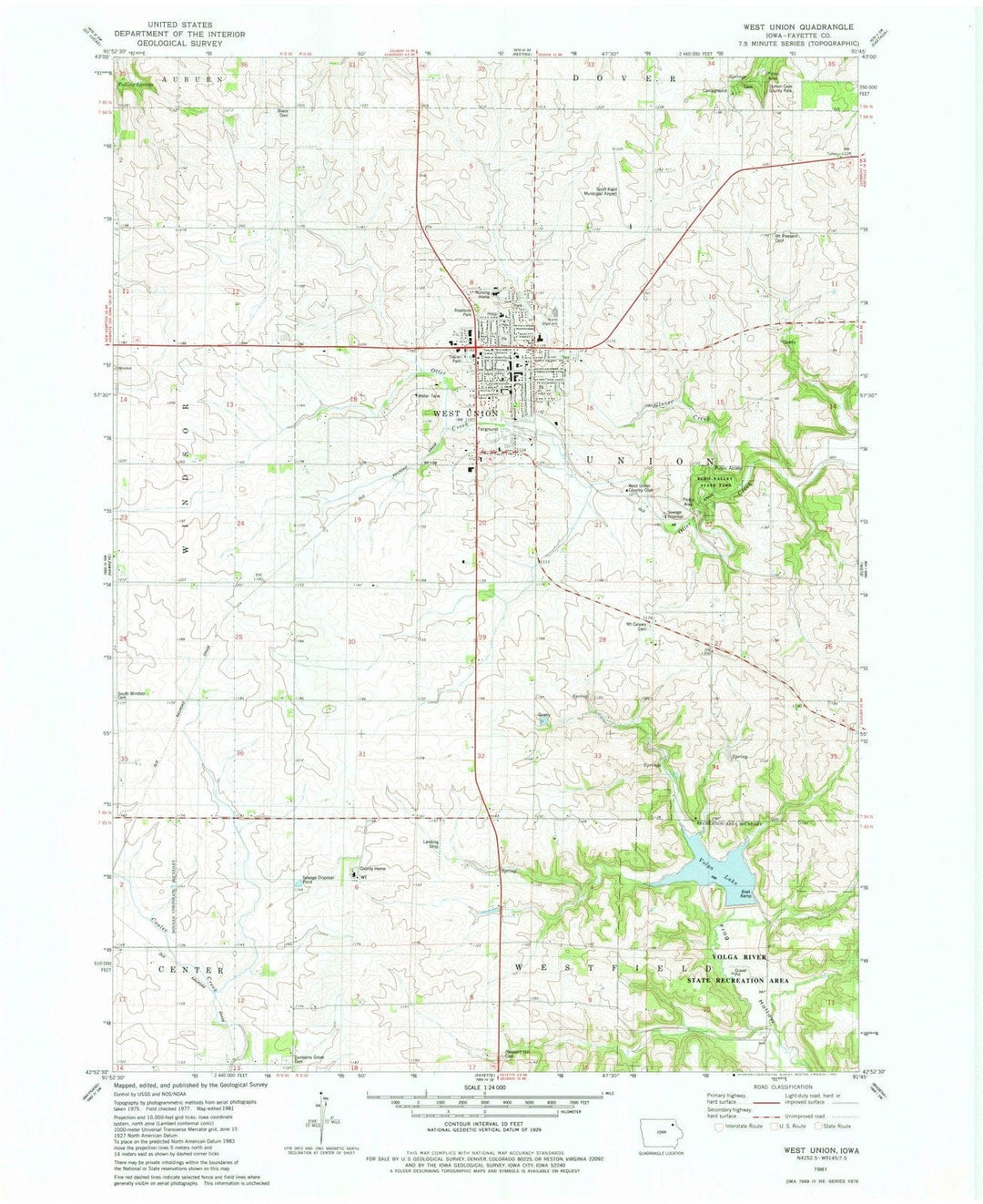 1981 West Union, IA - Iowa - USGS Topographic Map