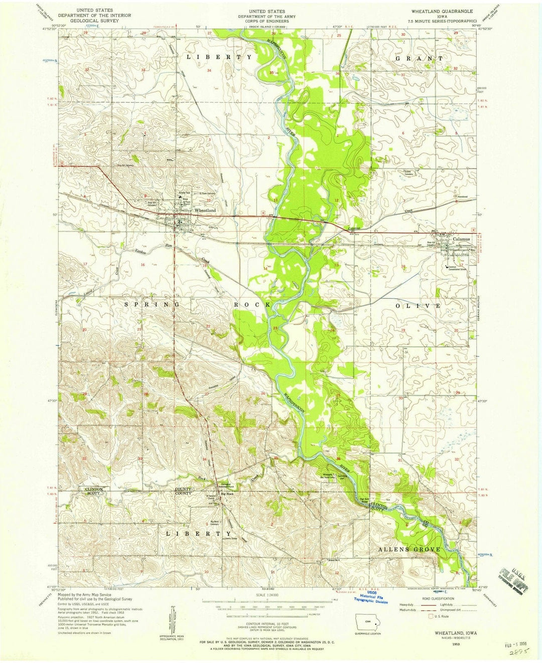 1953 Wheatland, IA - Iowa - USGS Topographic Map