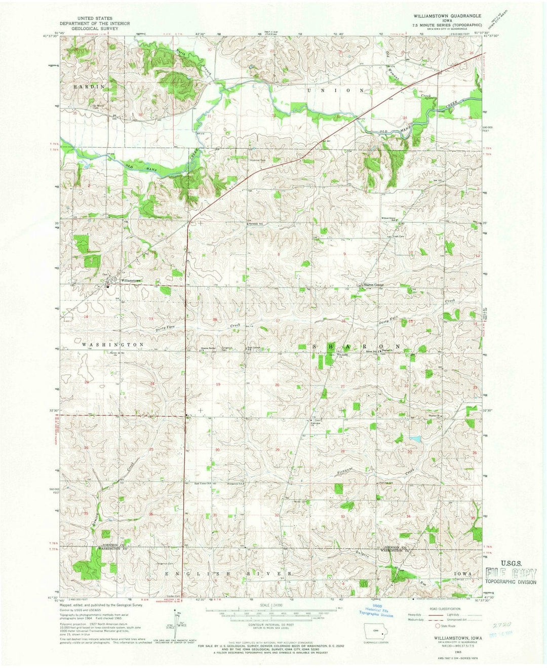 1965 Williamstown, IA - Iowa - USGS Topographic Map