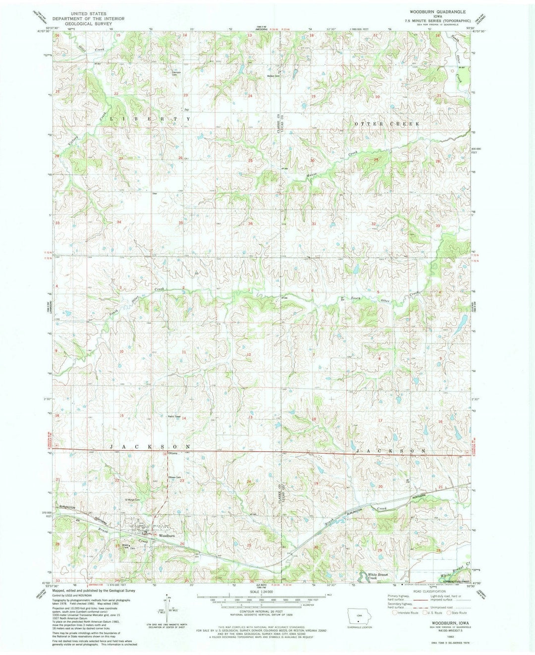 1983 Woodburn, IA - Iowa - USGS Topographic Map