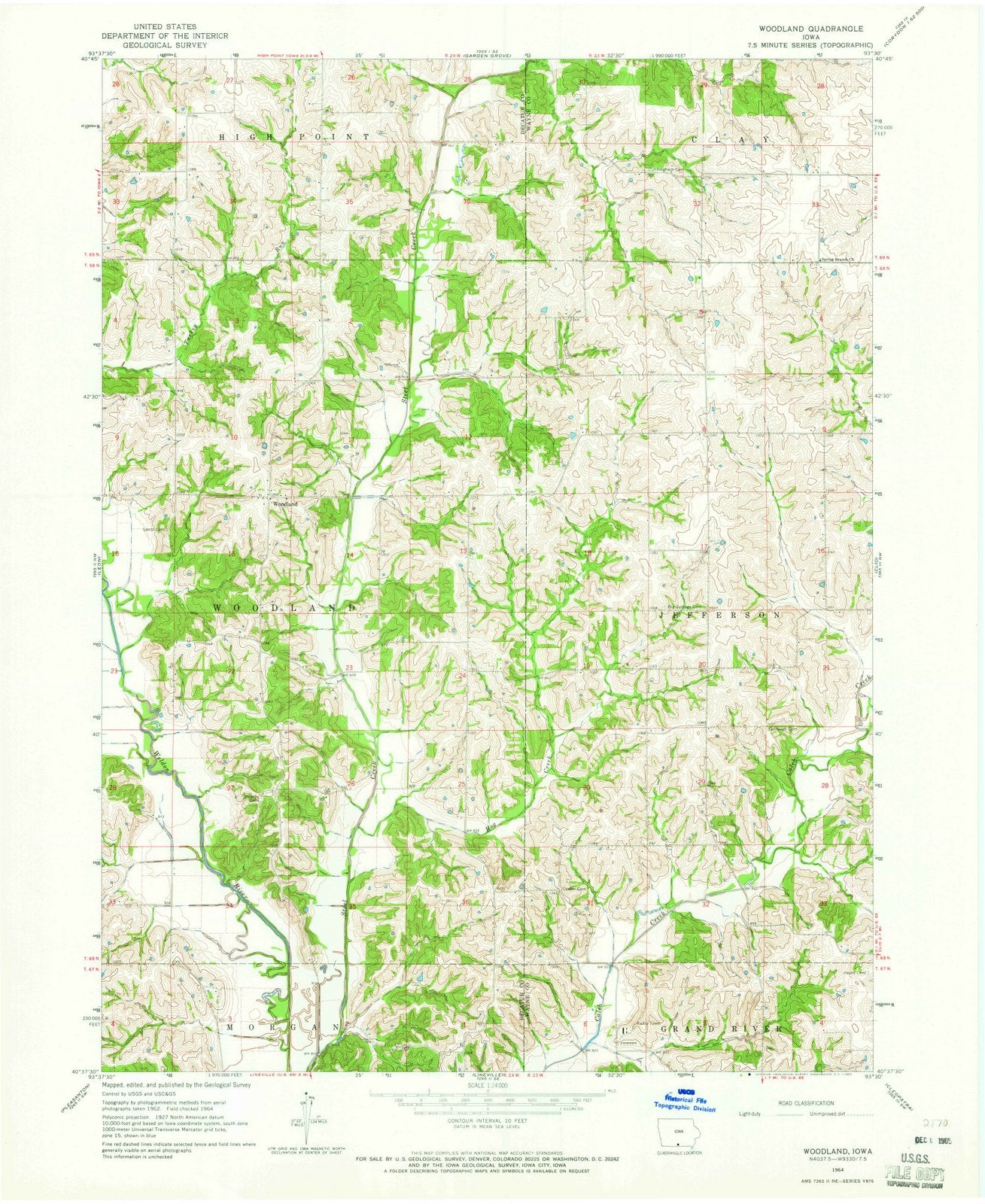 1964 Woodland, IA - Iowa - USGS Topographic Map