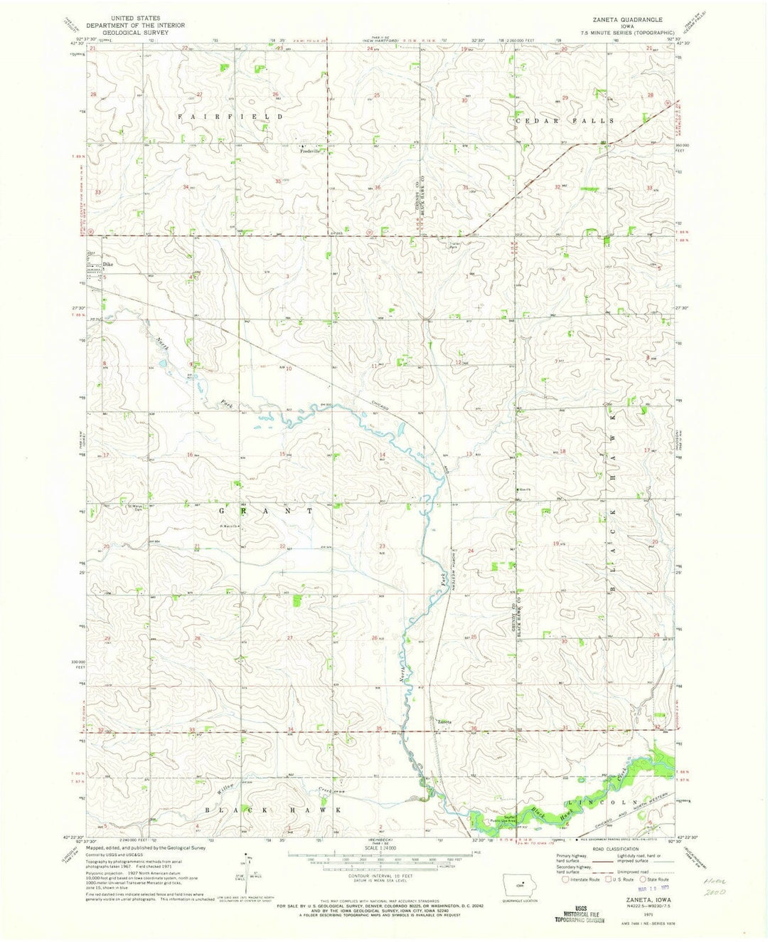 1971 Zaneta, IA - Iowa - USGS Topographic Map