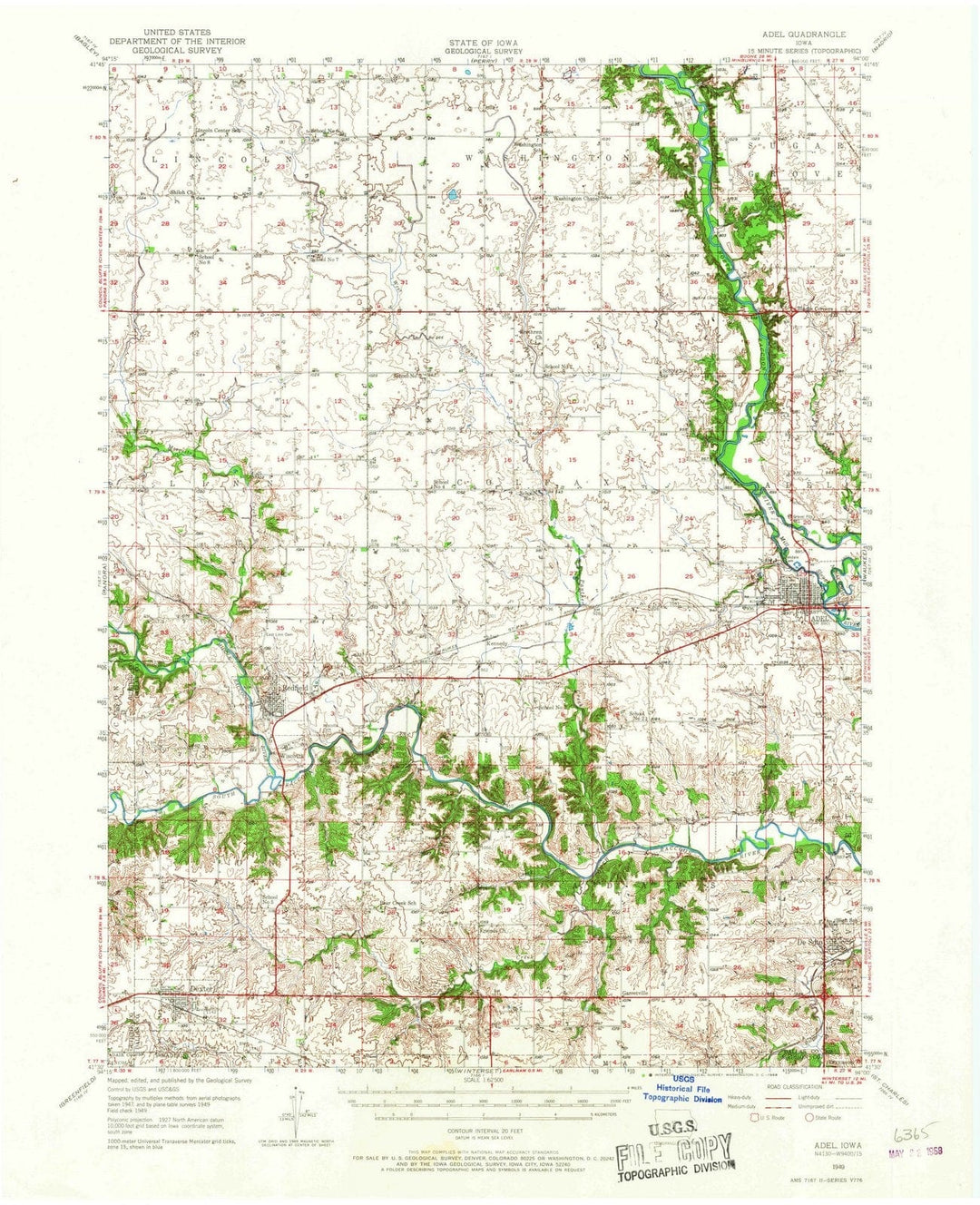 1949 Adel, IA - Iowa - USGS Topographic Map