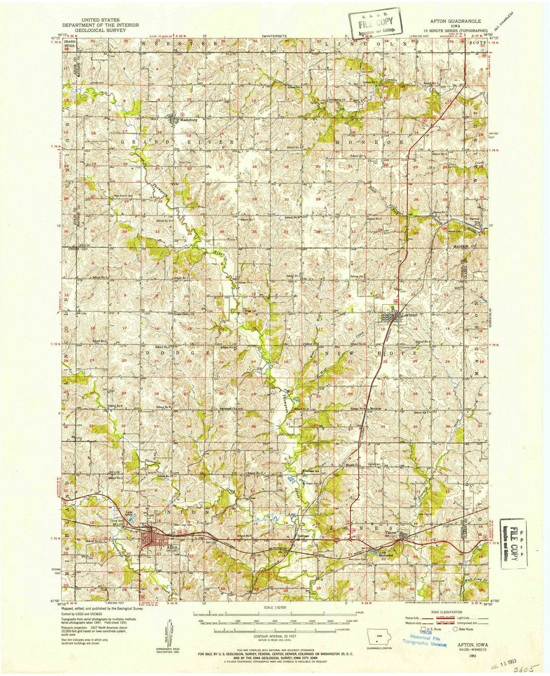 1951 Afton, IA - Iowa - USGS Topographic Map